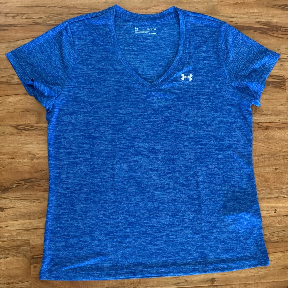 Under Armour Women's Blue Heather V-Neck Tee